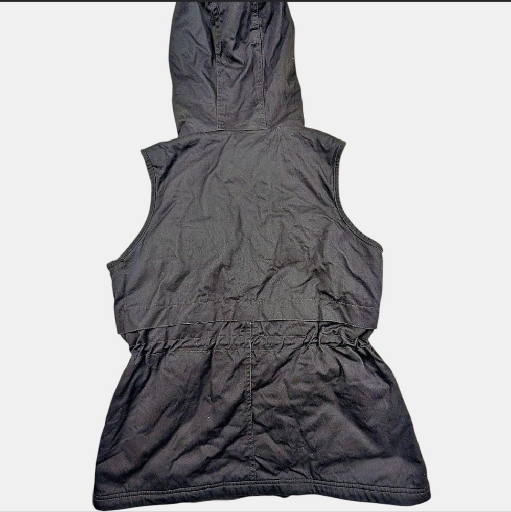 Columbia navy blue vest hood and plaid lining waist cinch size L Outdoor Camping - Picture 2 of 7